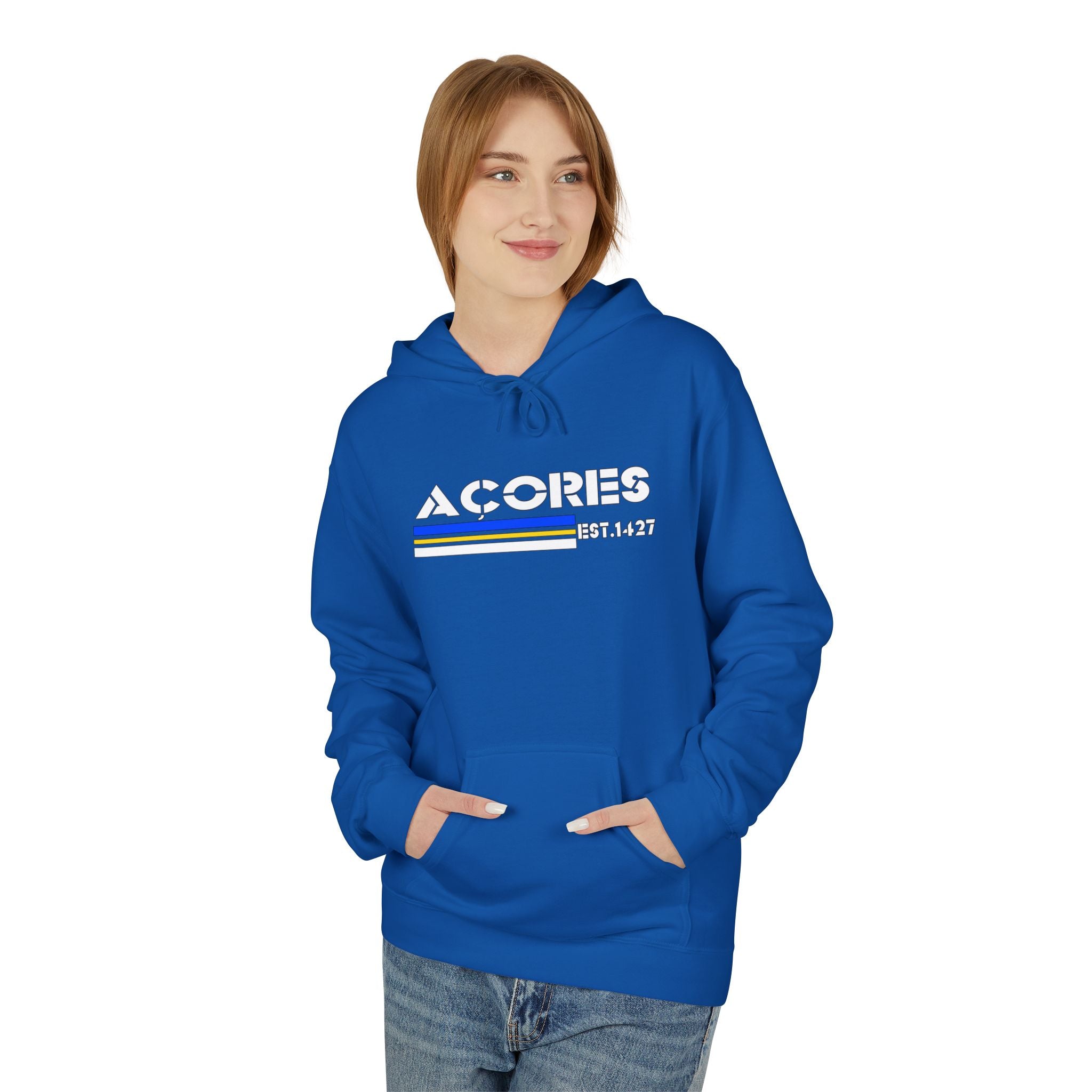Acores Retro Style Unisex Fleece Hoodie with Graphic Design