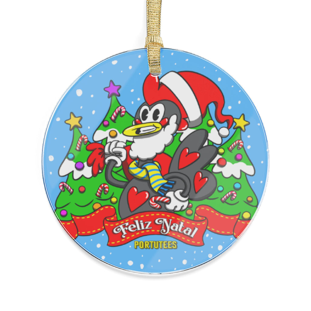 Festive Santa Barcelos Rooster Acrylic Ornaments - Colorful Christmas Tree Design