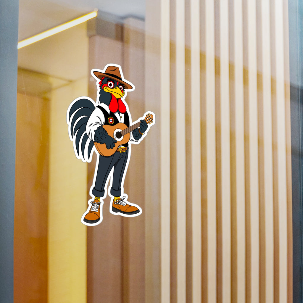 Fado Rooster Musician Vinyl Decal | Fun Wall Decoration, Cool Laptop Sticker, Unique Gift for Musicians, Chicken Lover Decor