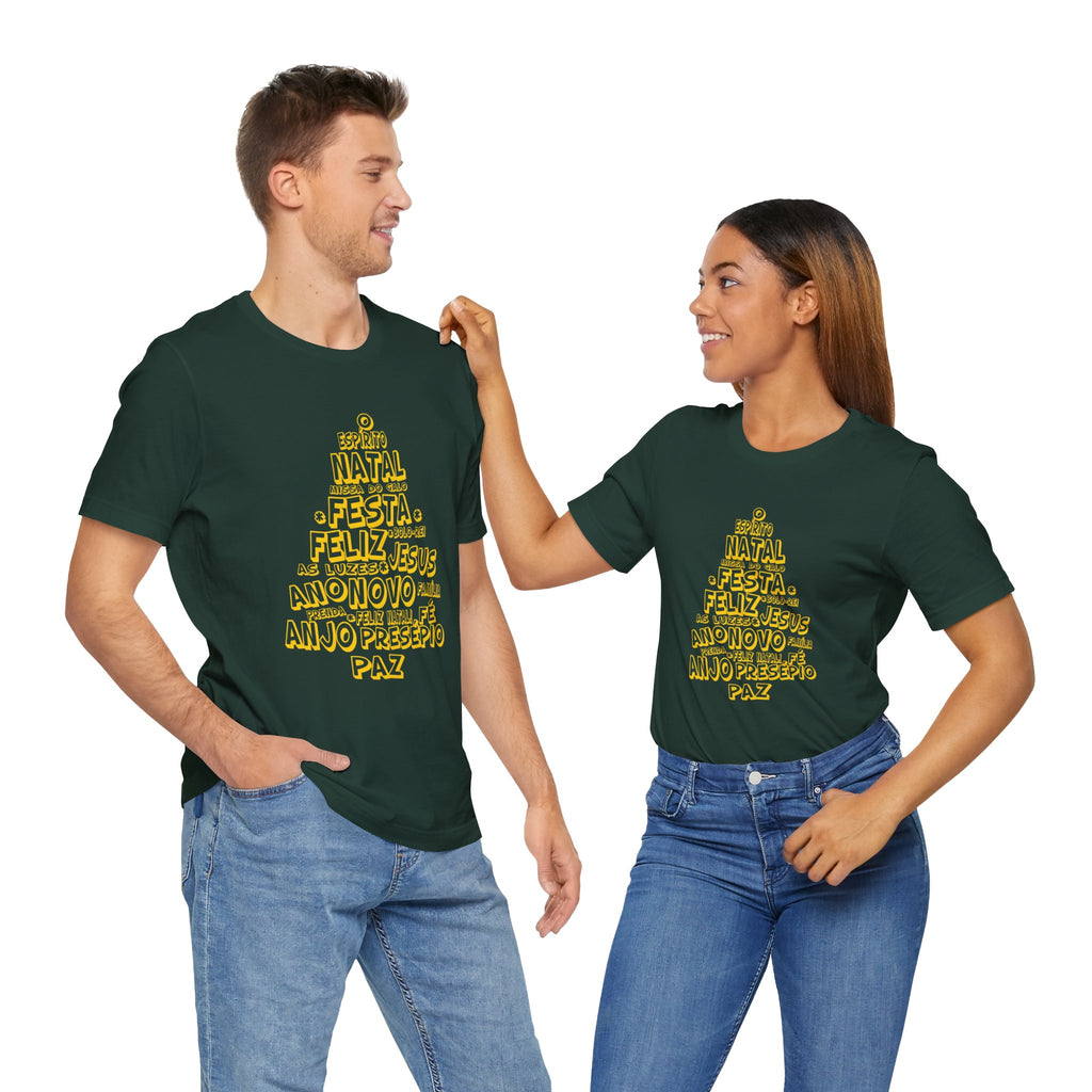 Portuguese Christmas Tree Typography Tee – Feliz Natal Portuguese Holiday T-Shirt