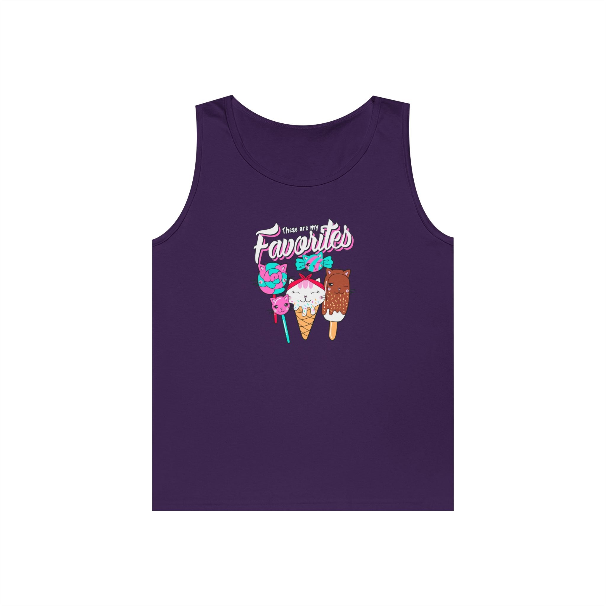 Ice Cream Favorites Tank Top, Summer Sleeveless Tee, Unisex Cotton Muscle Shirt, Ice Cream Lover Gift, Beachwear