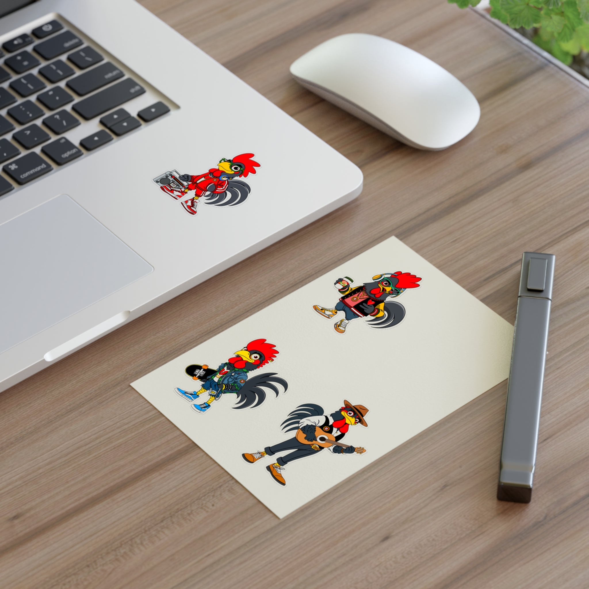 Fab Four Roosters Sticker Sheets, Fun Decals for Wall Art, Laptop, Scrapbooking, Gift for Farmers, Country Lovers, Collectible Stickers