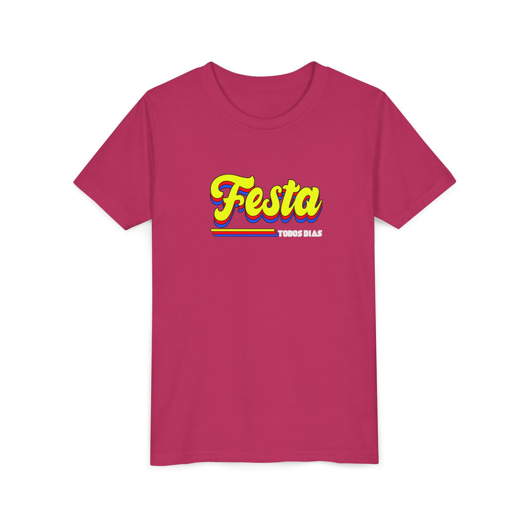 Festa Youth Tee — Bright Retro "Festa Todos Dias" Kids Shirt