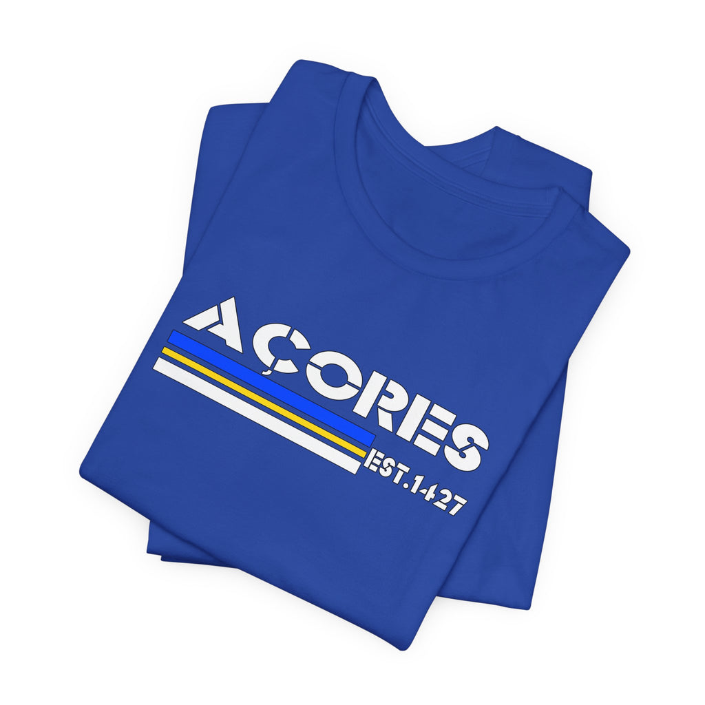 Azores Retro Stripe Tee — "AÇORES EST. 1427"