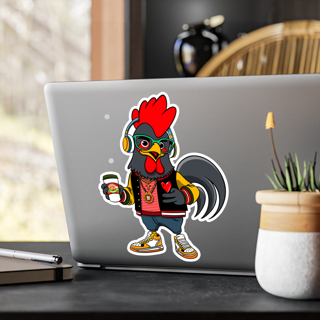 Hipster Rooster Kiss-Cut Vinyl Decals for Car, Laptop, Water Bottle, Fun Gifts for Teens, Unique Home Decor