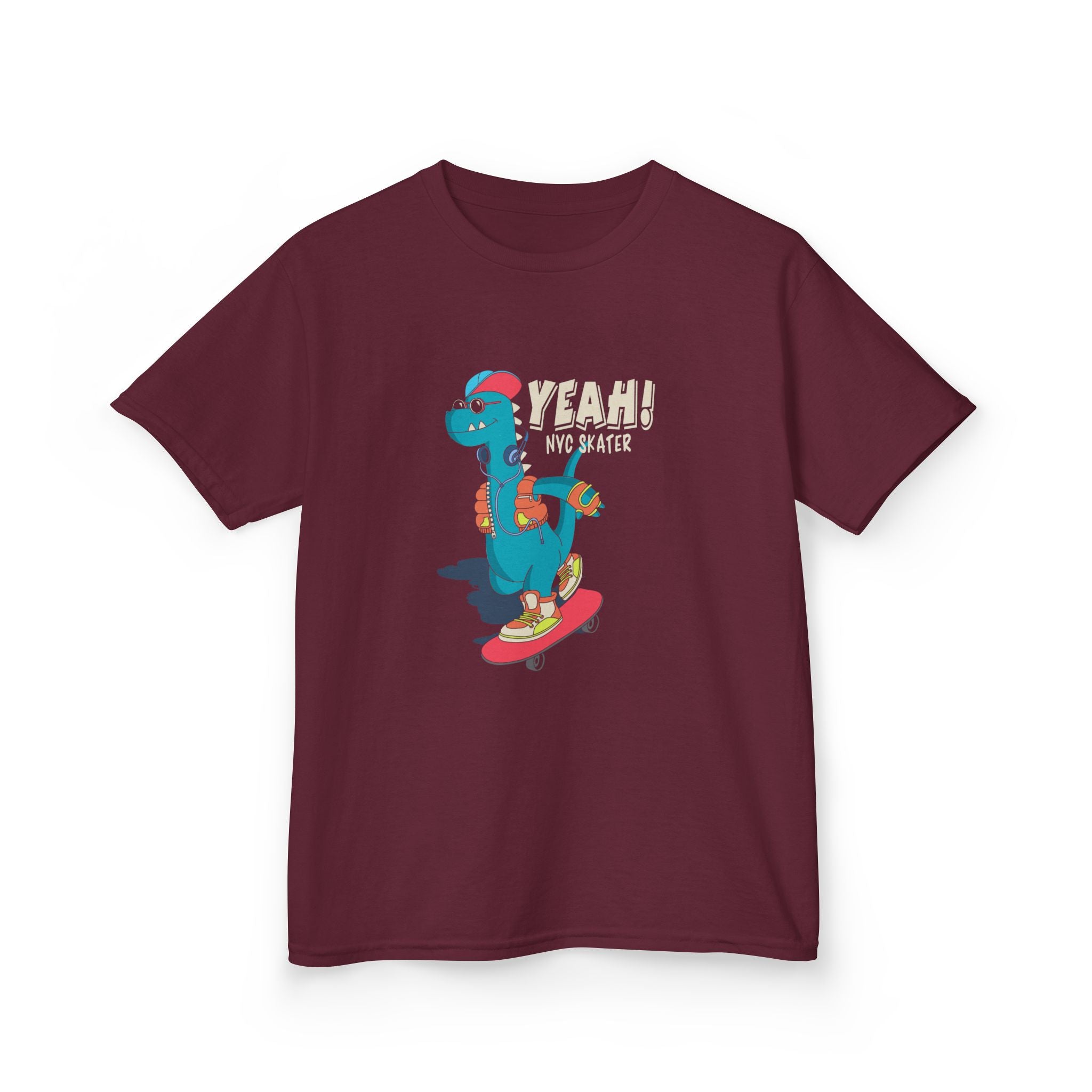 Skater Dinosaur Kids Tee - Fun & Cool T-Shirt for Young Skateboarders, Birthday Gift, Casual Wear, Unisex, Bold Graphic Tee