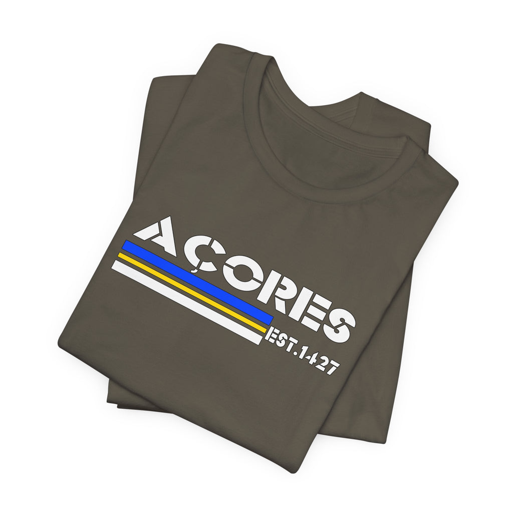 Azores Retro Stripe Tee — "AÇORES EST. 1427"