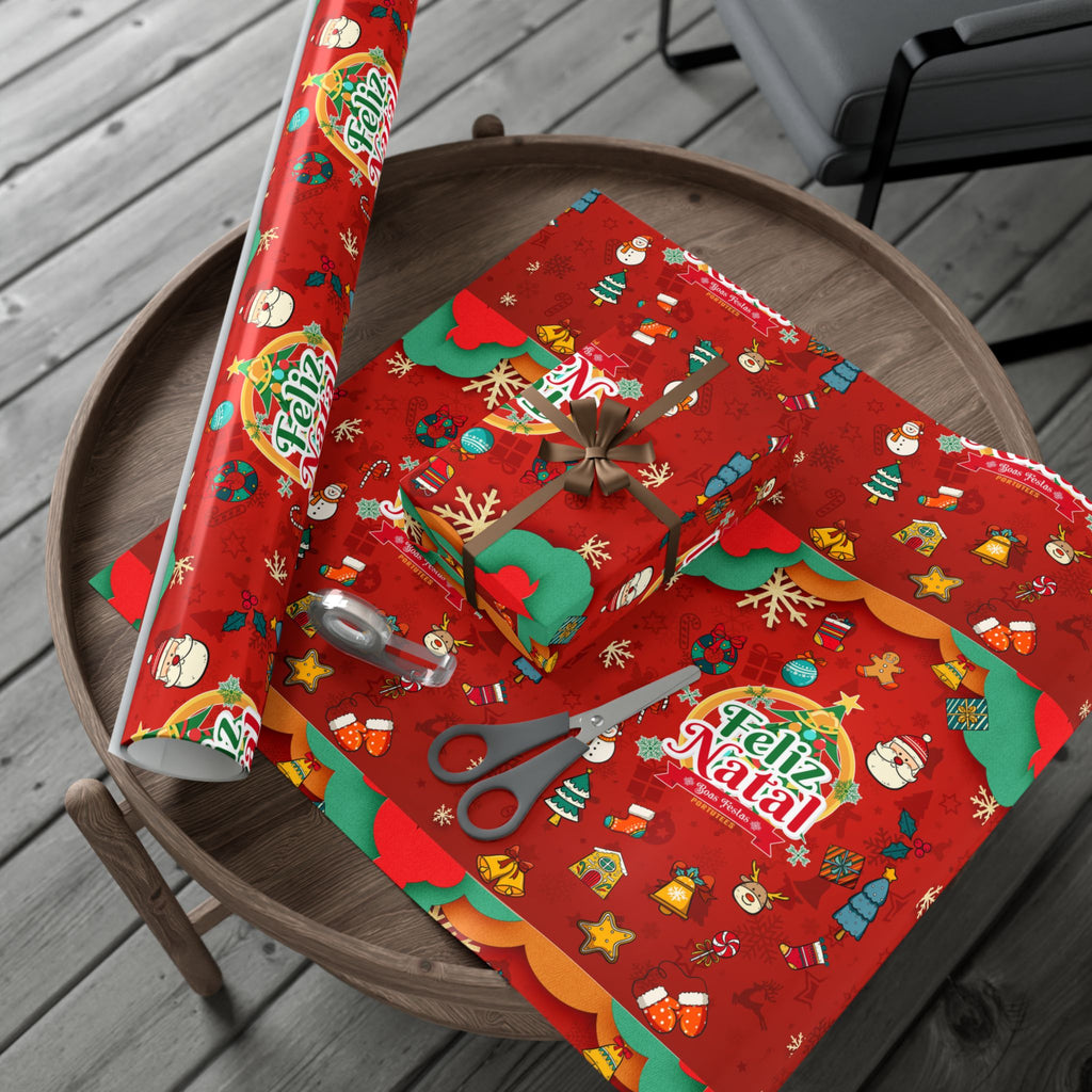 Feliz Natal Festive Gift Wrap Paper for Holidays