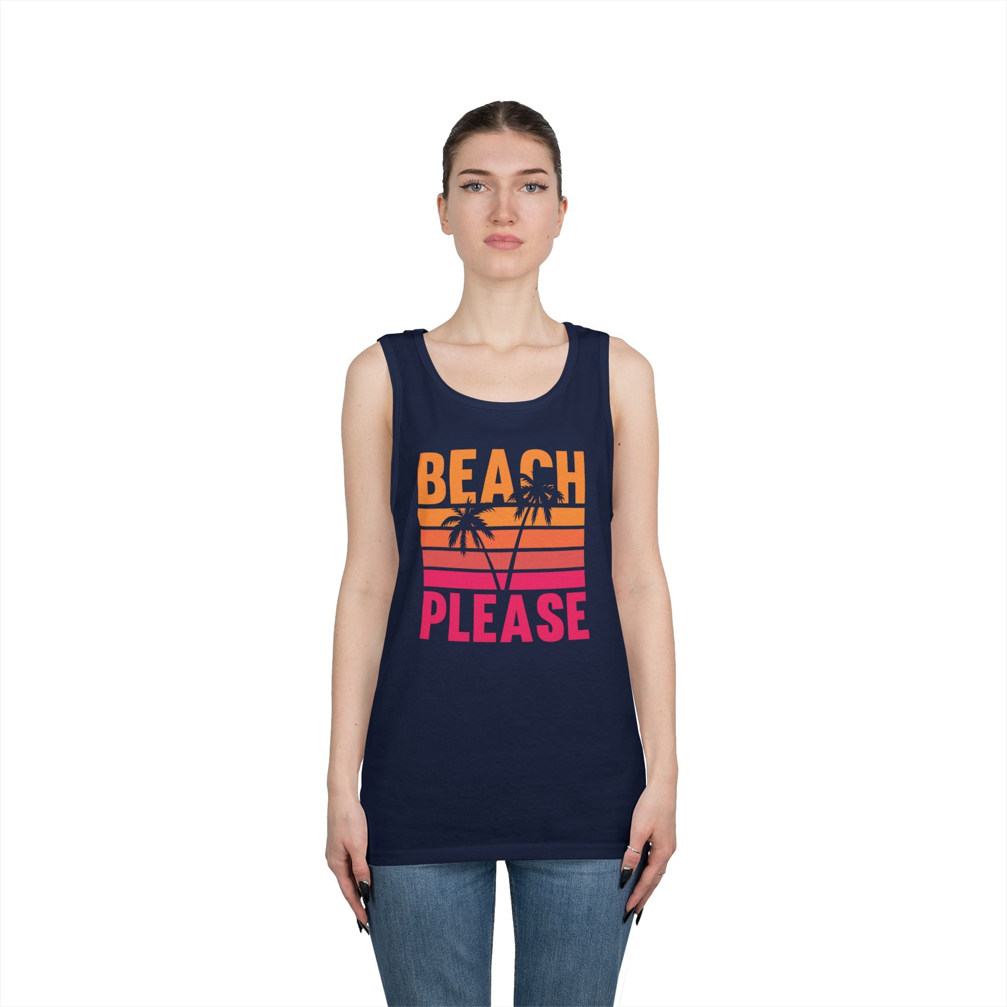 Beach Please Tank Top, Summer Apparel, Unisex Summer Wear, Vacation Style, Gift for Beach Lovers, Pool Party Outfit