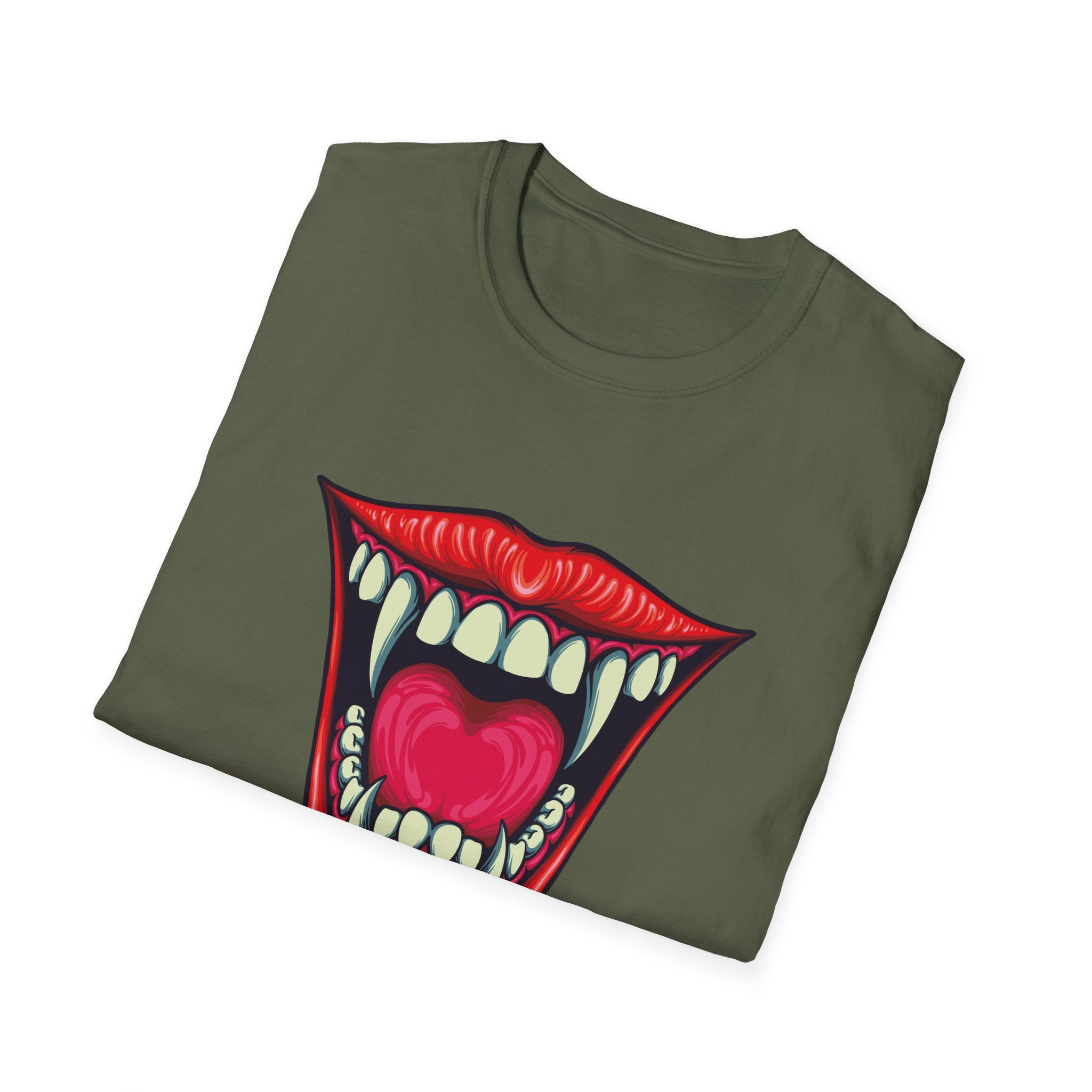 Bold Graphic Tee with Mouth Design, Unique Gift for Creative Souls, Statement Shirt for Parties, Unisex Softstyle T-Shirt, Casual Wear,