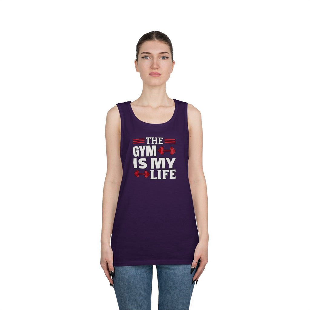 The Gym Is My Life Unisex Heavy Cotton Tank Top, Workout Shirt, Gym Apparel, Fitness Gift, Casual Wear, Athletic Tank