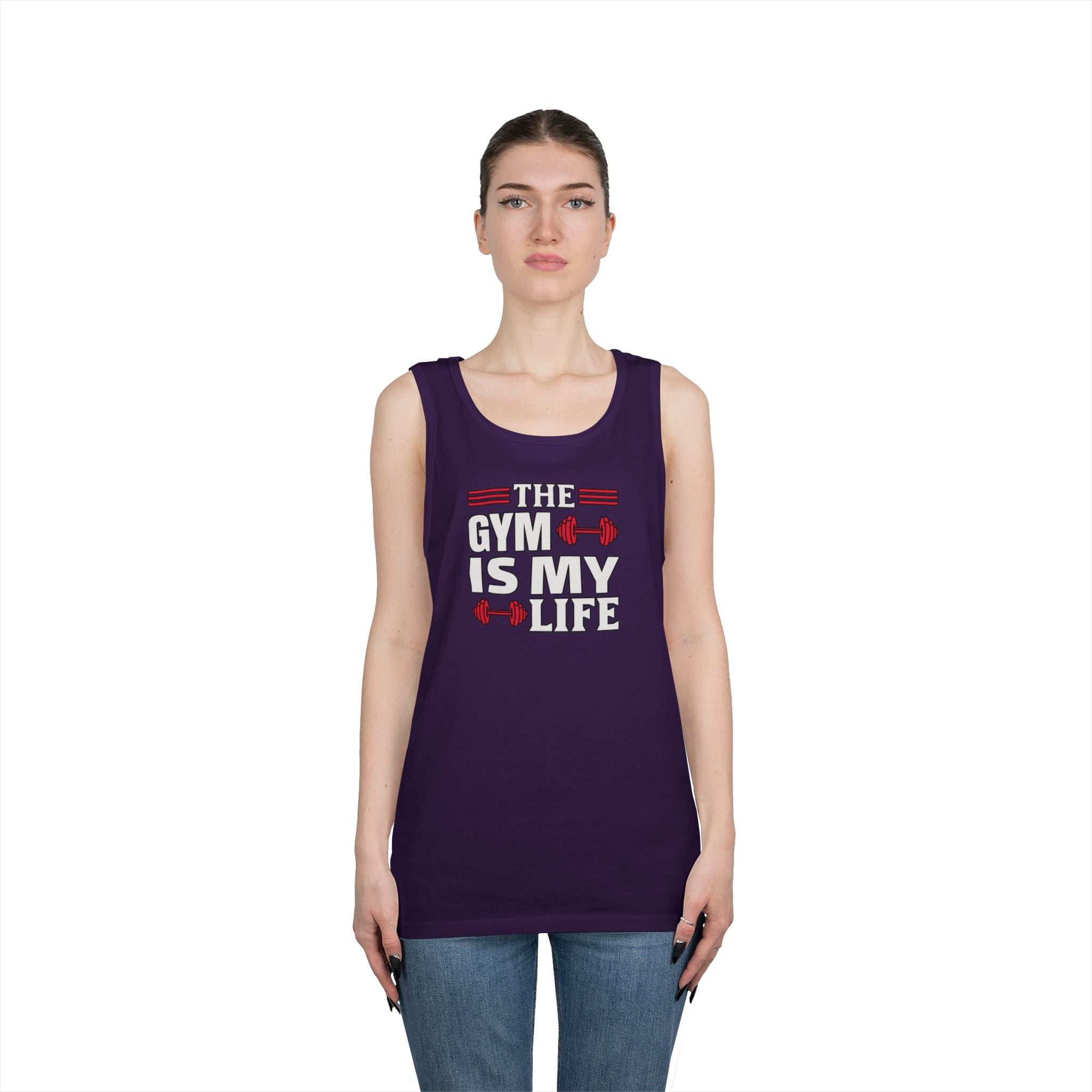 The Gym Is My Life Unisex Heavy Cotton Tank Top, Workout Shirt, Gym Apparel, Fitness Gift, Casual Wear, Athletic Tank