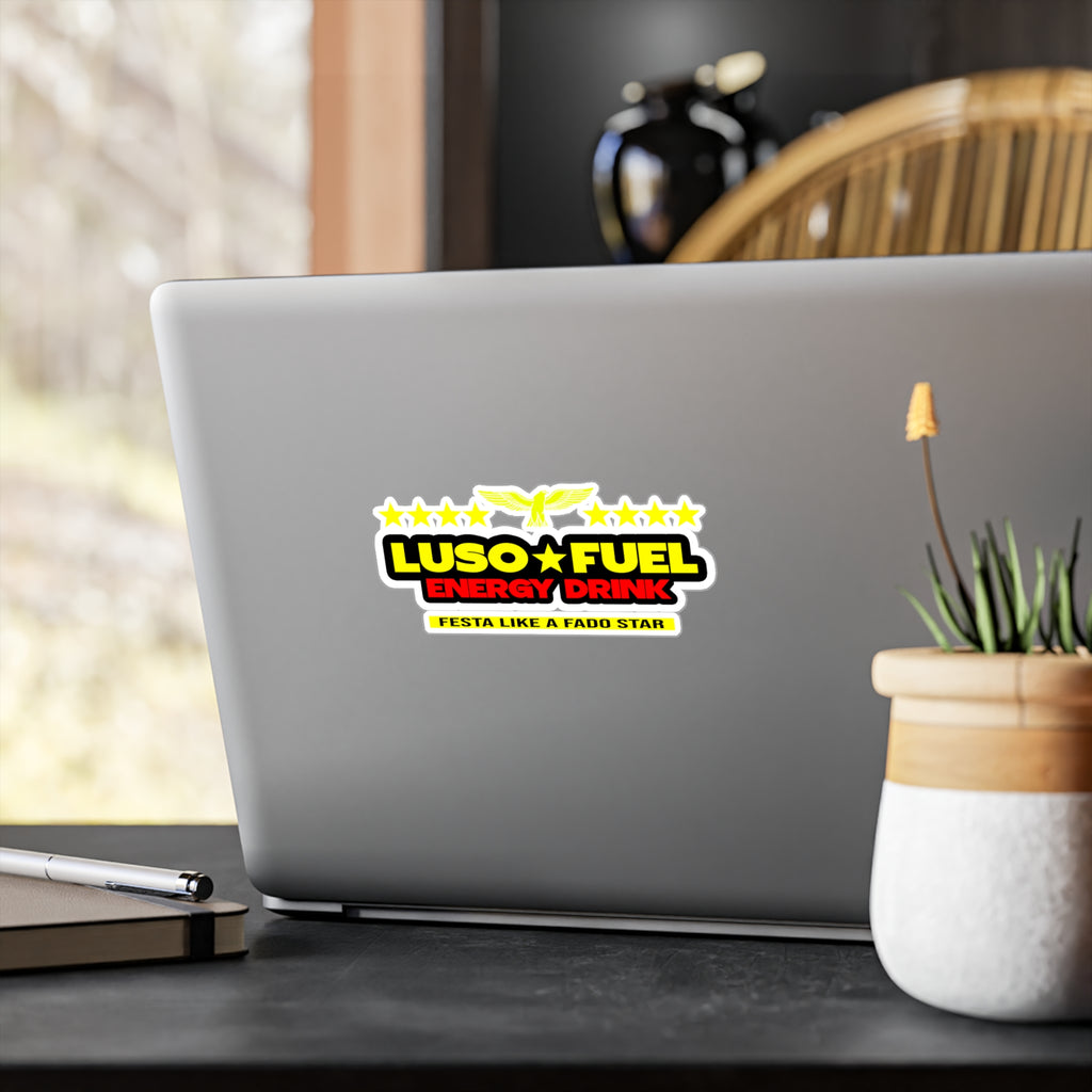 Luso Fuel Energy Drink Kiss-Cut Vinyl Decal, Fun Stickers for Party Goers, Car Decor, Laptop Stickers, Gift for Friends
