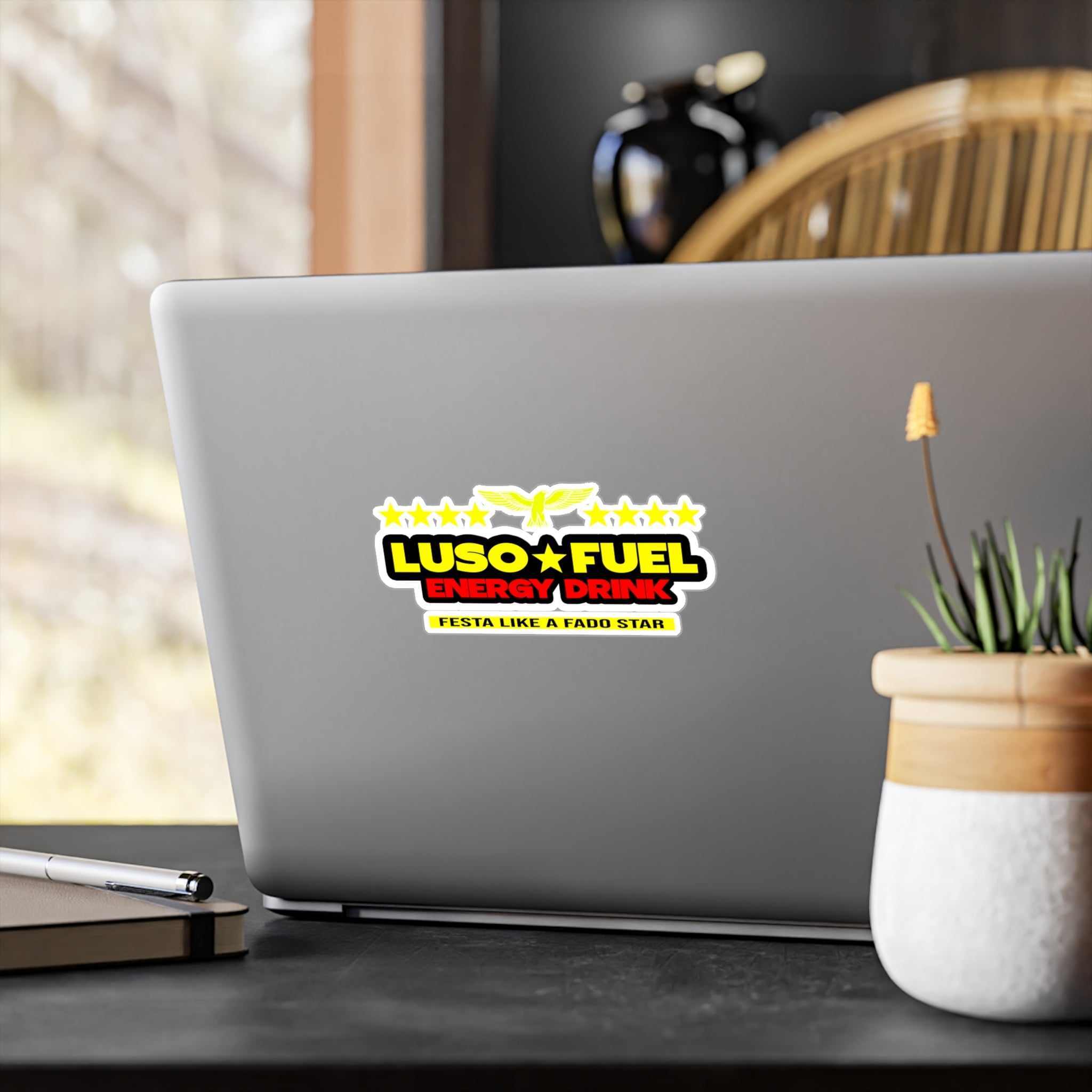 Luso Fuel Energy Drink Kiss-Cut Vinyl Decal, Fun Stickers for Party Goers, Car Decor, Laptop Stickers, Gift for Friends