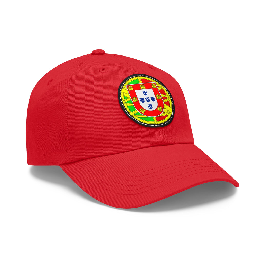 Portugal Flag Leather Patch Dad Hat — Embroidered Round Crest Baseball Cap