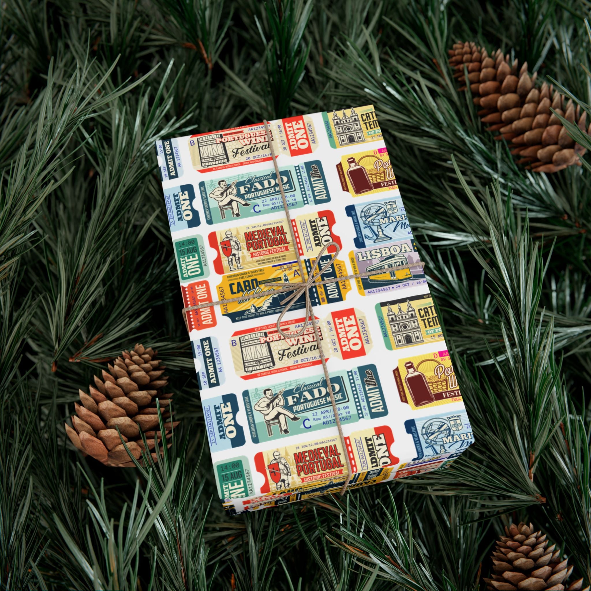 Portugal Travel Tickets Gift Wrap Papers - Unique Wrapping, Holiday Gifts, Birthday Parties, Eco-Friendly Packaging, Special Occasions