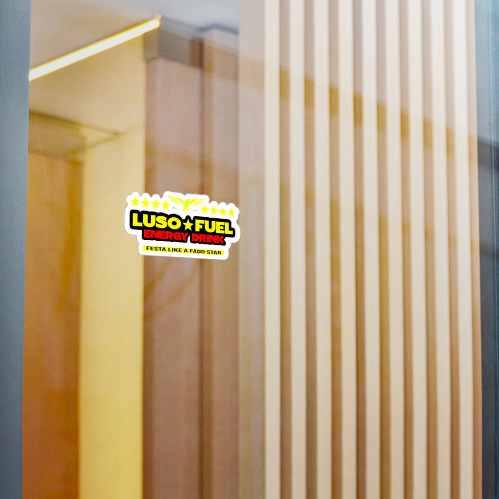 Luso Fuel Energy Drink Kiss-Cut Vinyl Decal, Fun Stickers for Party Goers, Car Decor, Laptop Stickers, Gift for Friends