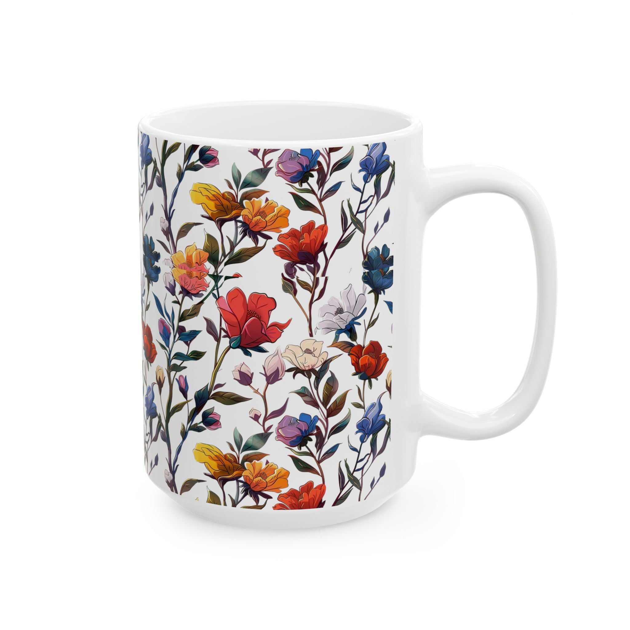 Floral Design Ceramic Mug, Beautiful Gift for Tea Coffee Lovers, Perfect for Mother's Day, Birthdays, Home Decor, 11oz & 15oz