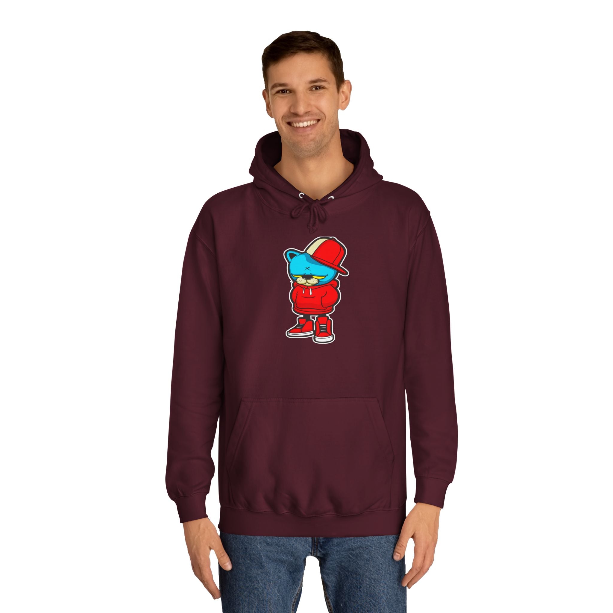 Trendy Cartoon Cat Hoodie | Unisex Streetwear, College Apparel, Graphic Hooded Sweatshirt, Cute Gift for Him or Her