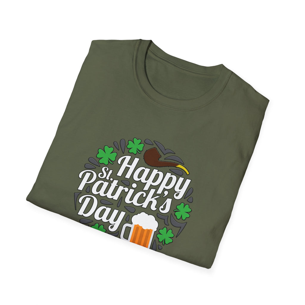 Happy St Patricks Day Unisex Softstyle T-Shirt, Irish Pride Shirt, Shamrock Tee, Beer Lover Gift, Festive Green Top