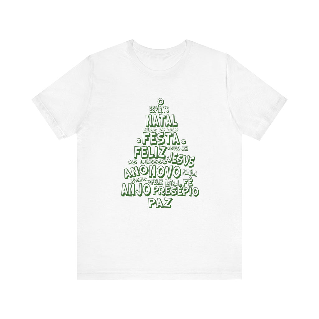 Portuguese Christmas Tree Typography Tee – Feliz Natal Portuguese Holiday T-Shirt
