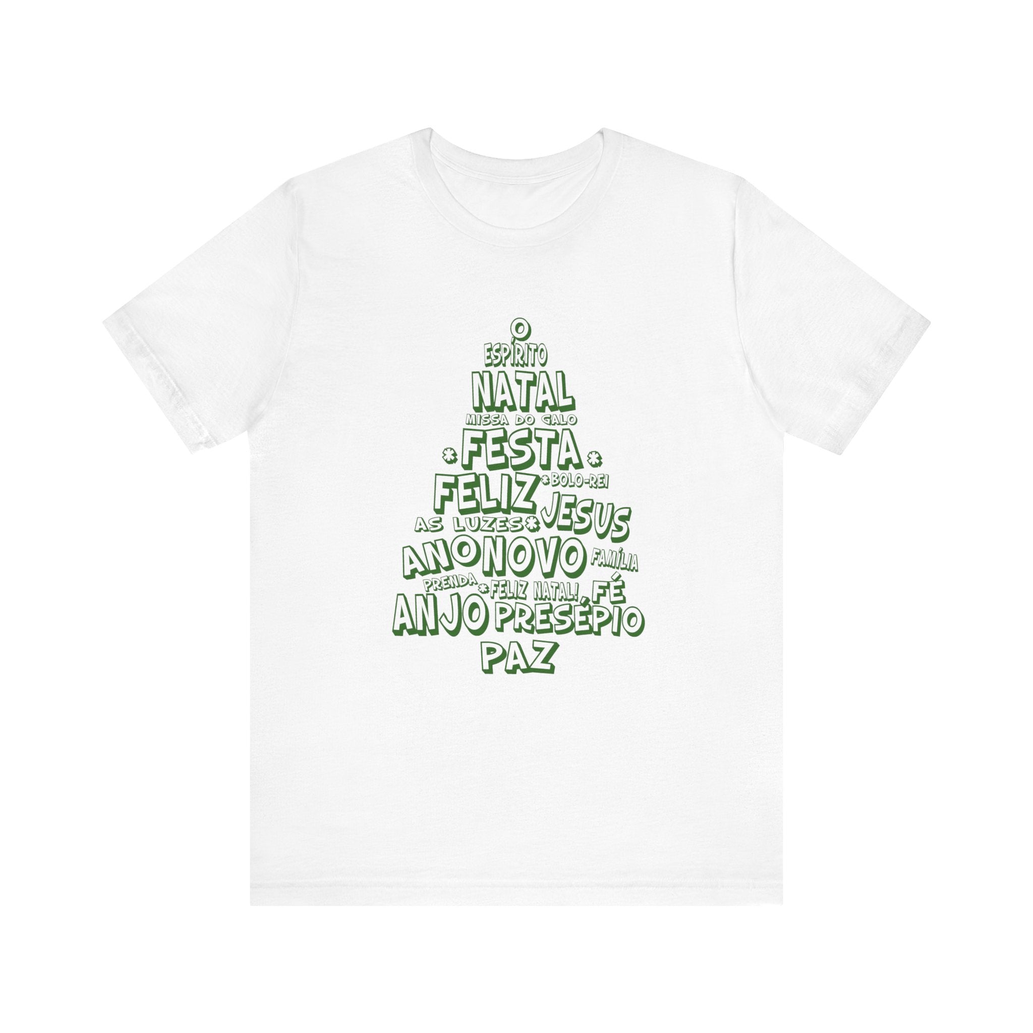 Portuguese Christmas Tree Typography Tee – Feliz Natal Portuguese Holiday T-Shirt