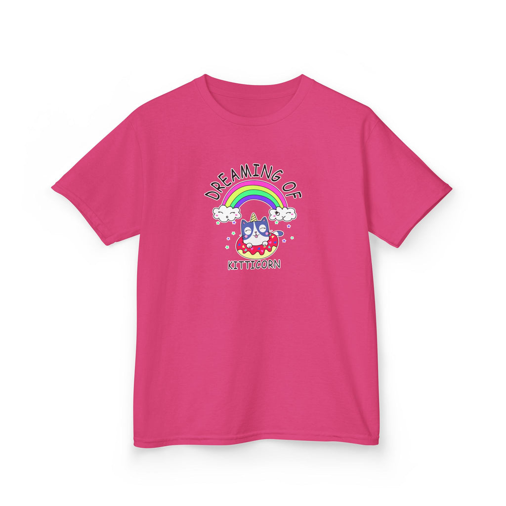 Dreaming of Kitticorn Kids Tee, Cute Cat Shirt, Fun Kids Apparel, Rainbow Tshirt, Birthday Gift, Summer Outfit