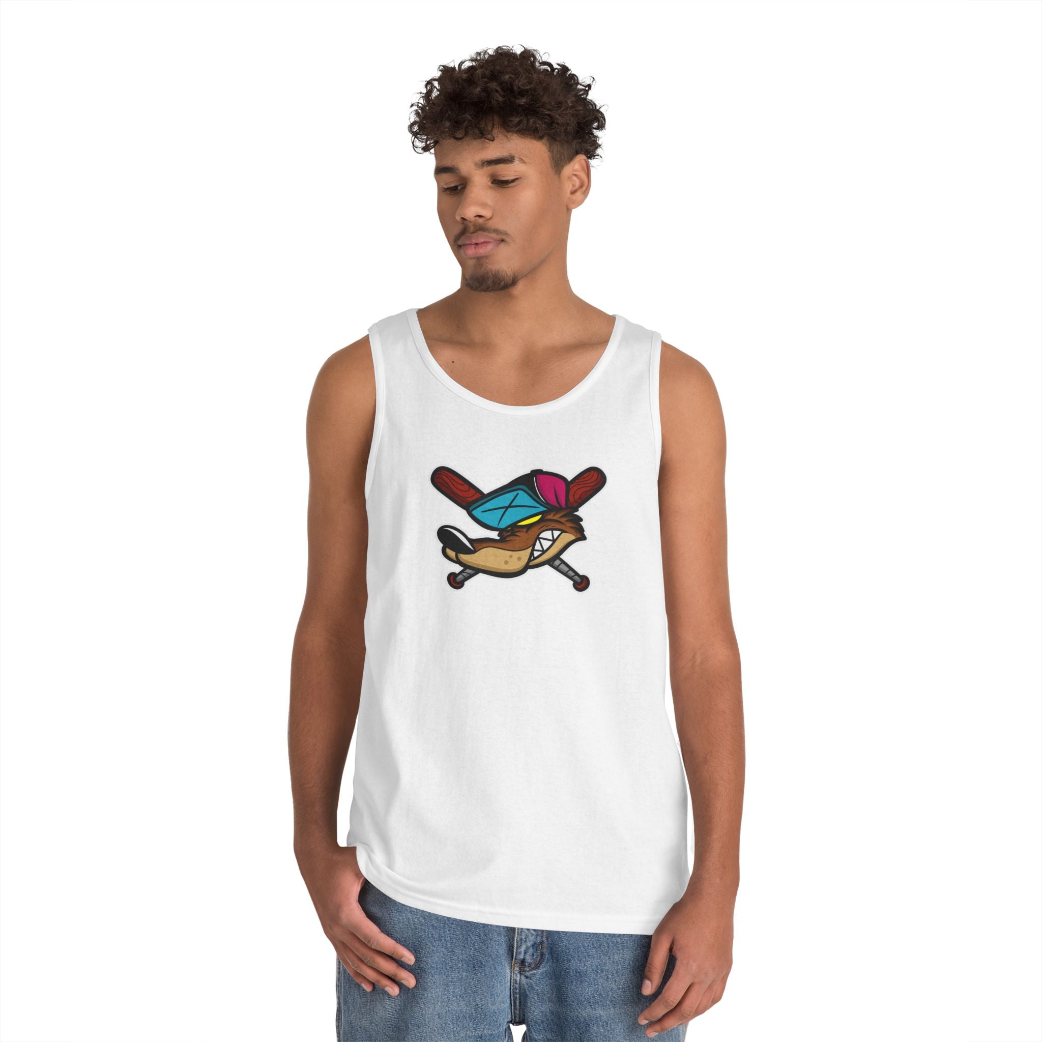 Playful Cartoon Graphic Tank Top, Fun Summer Apparel for Sport Lovers, Gift for Gamers, Casual Wear, Ideal for Birthdays, Beach Days