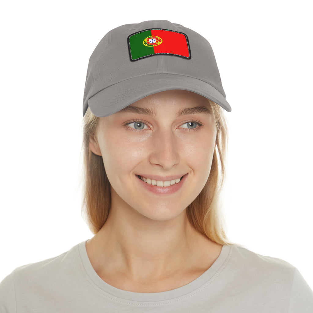 Portugal Flag Leather Patch Dad Hat – Vintage Rectangular Emblem Cap