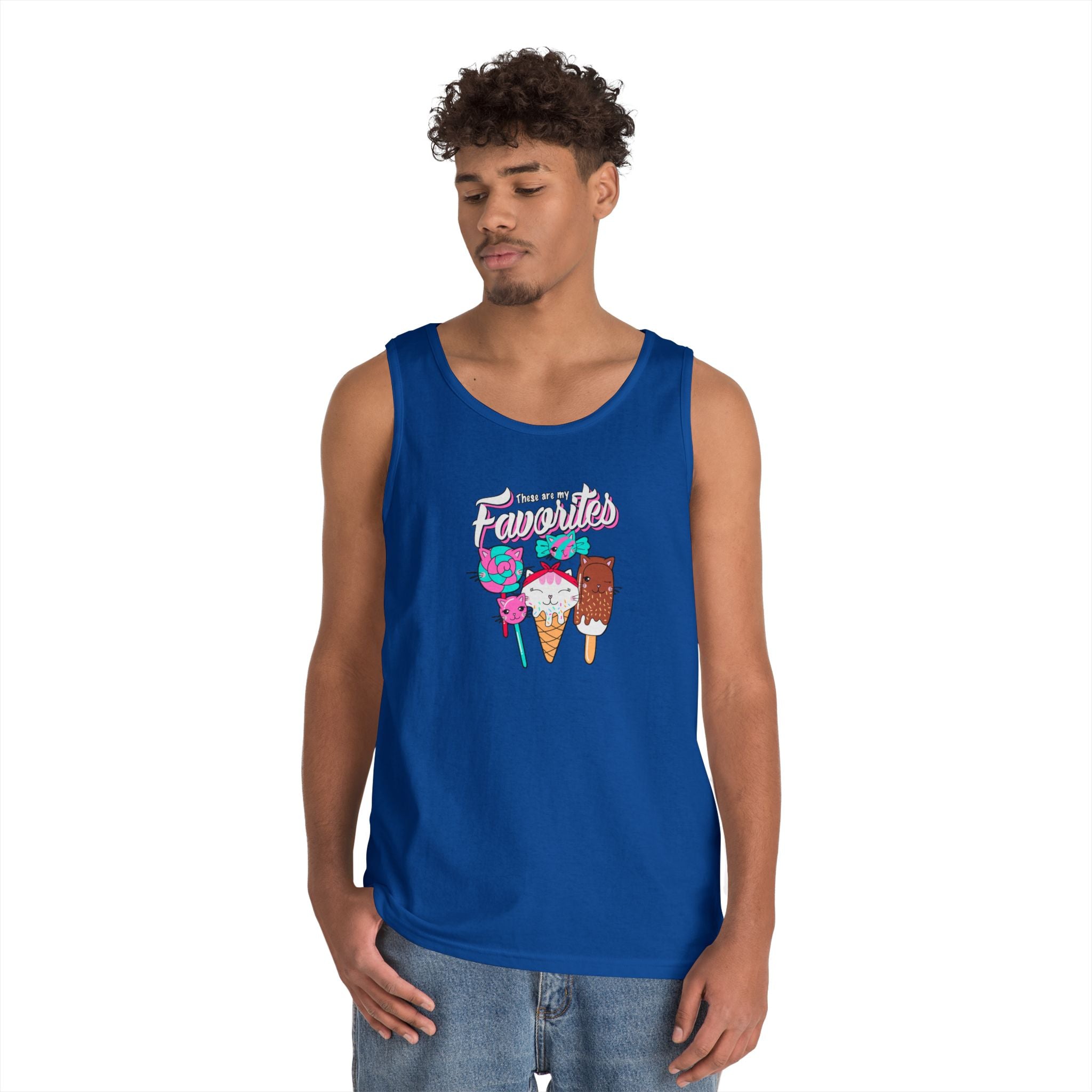 Ice Cream Favorites Tank Top, Summer Sleeveless Tee, Unisex Cotton Muscle Shirt, Ice Cream Lover Gift, Beachwear