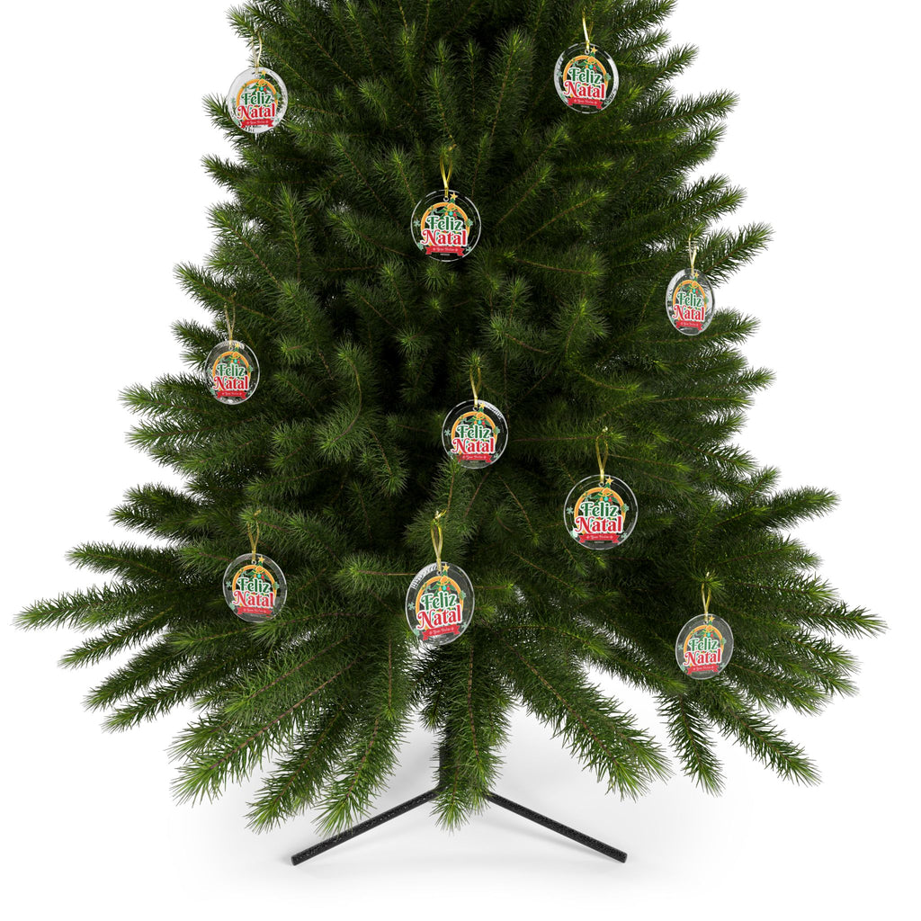 Feliz Natal Boas Festas Glass Ornaments