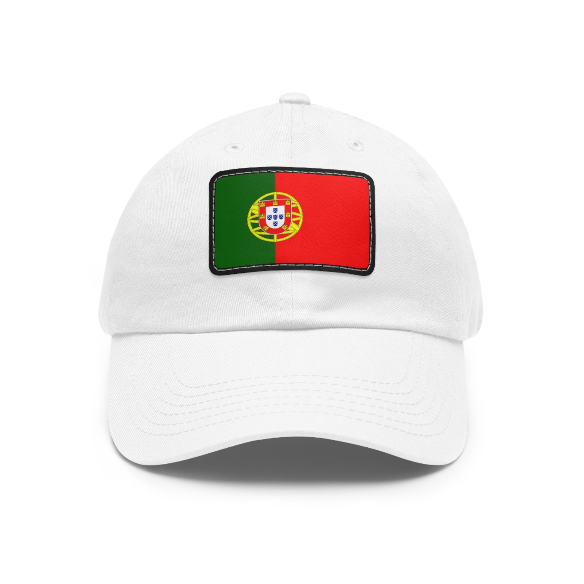 Portugal Flag Leather Patch Dad Hat – Vintage Rectangular Emblem Cap