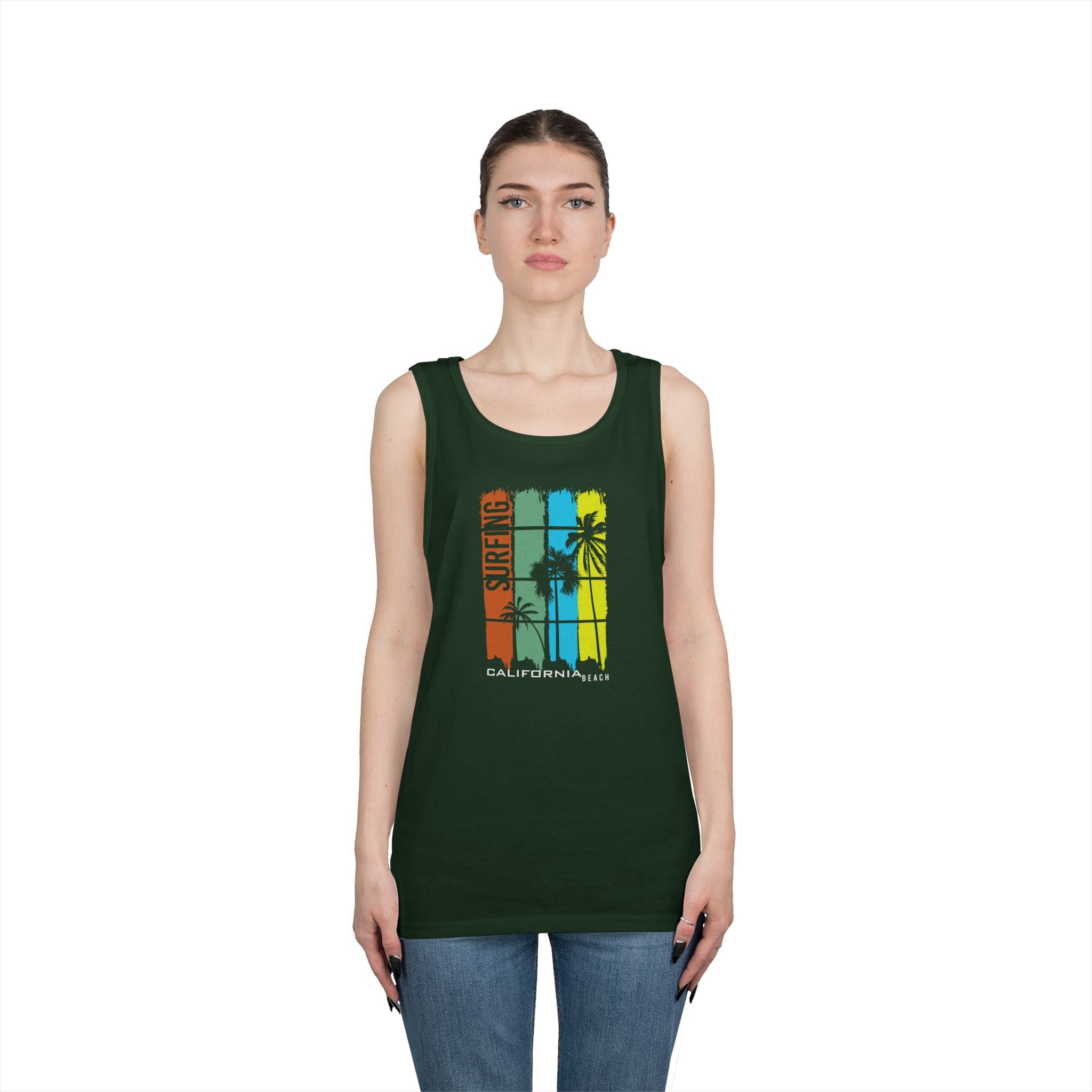 Surf Vibe Unisex Heavy Cotton Tank Top - Perfect for Summer, Beach Days, Relaxation, Surfing, Pool Parties, Vacation Wear