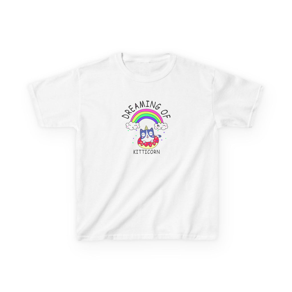Dreaming of Kitticorn Kids Tee, Cute Cat Shirt, Fun Kids Apparel, Rainbow Tshirt, Birthday Gift, Summer Outfit