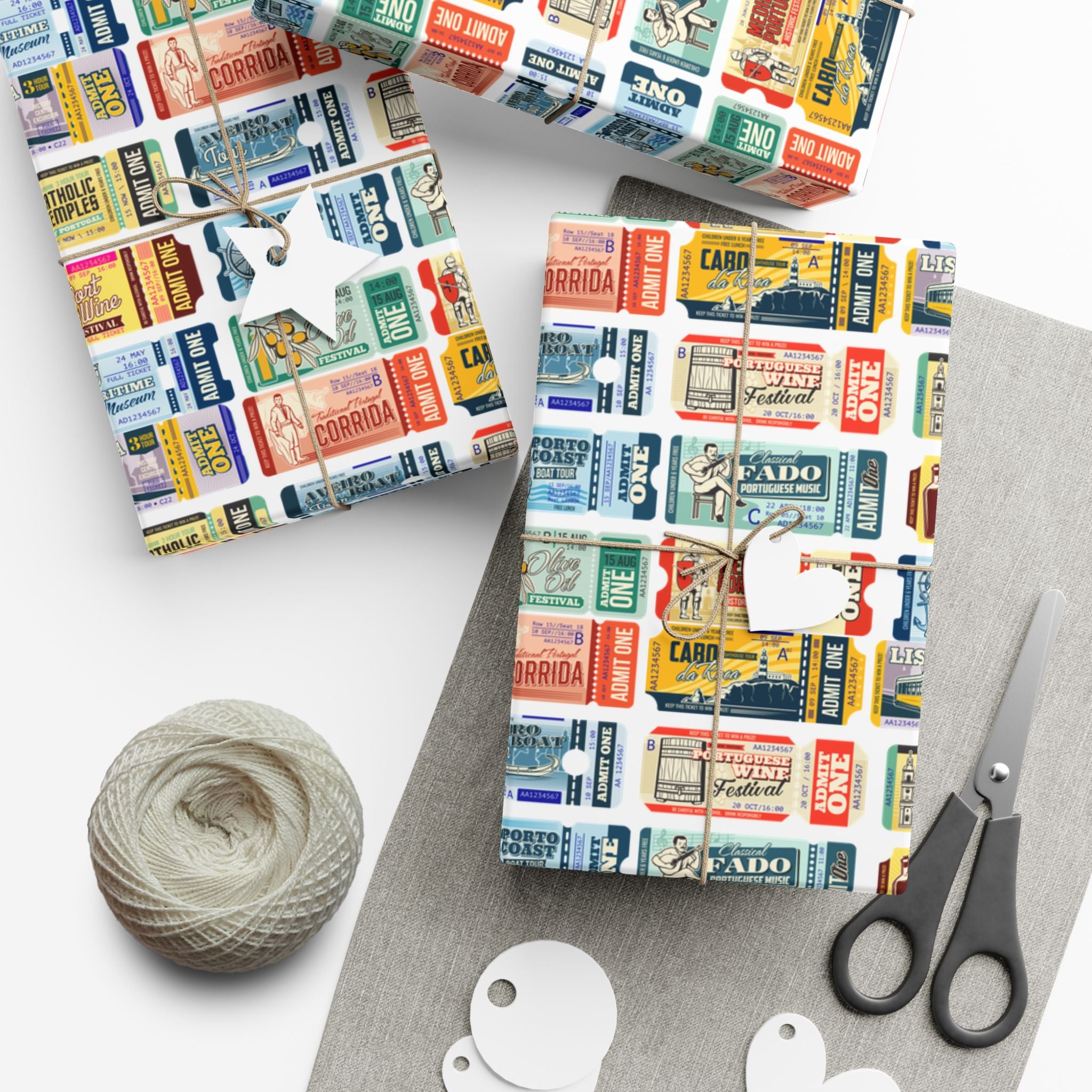 Portugal Travel Tickets Gift Wrap Papers - Unique Wrapping, Holiday Gifts, Birthday Parties, Eco-Friendly Packaging, Special Occasions