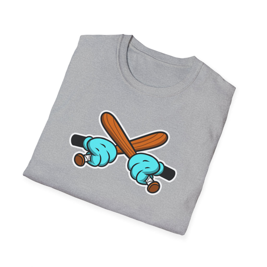 Playful Cartoon Baseball T-Shirt - Unisex Softstyle Tee, Casual Wear, Gift for Sports Lovers, Summer Fun, Unique Creative Design