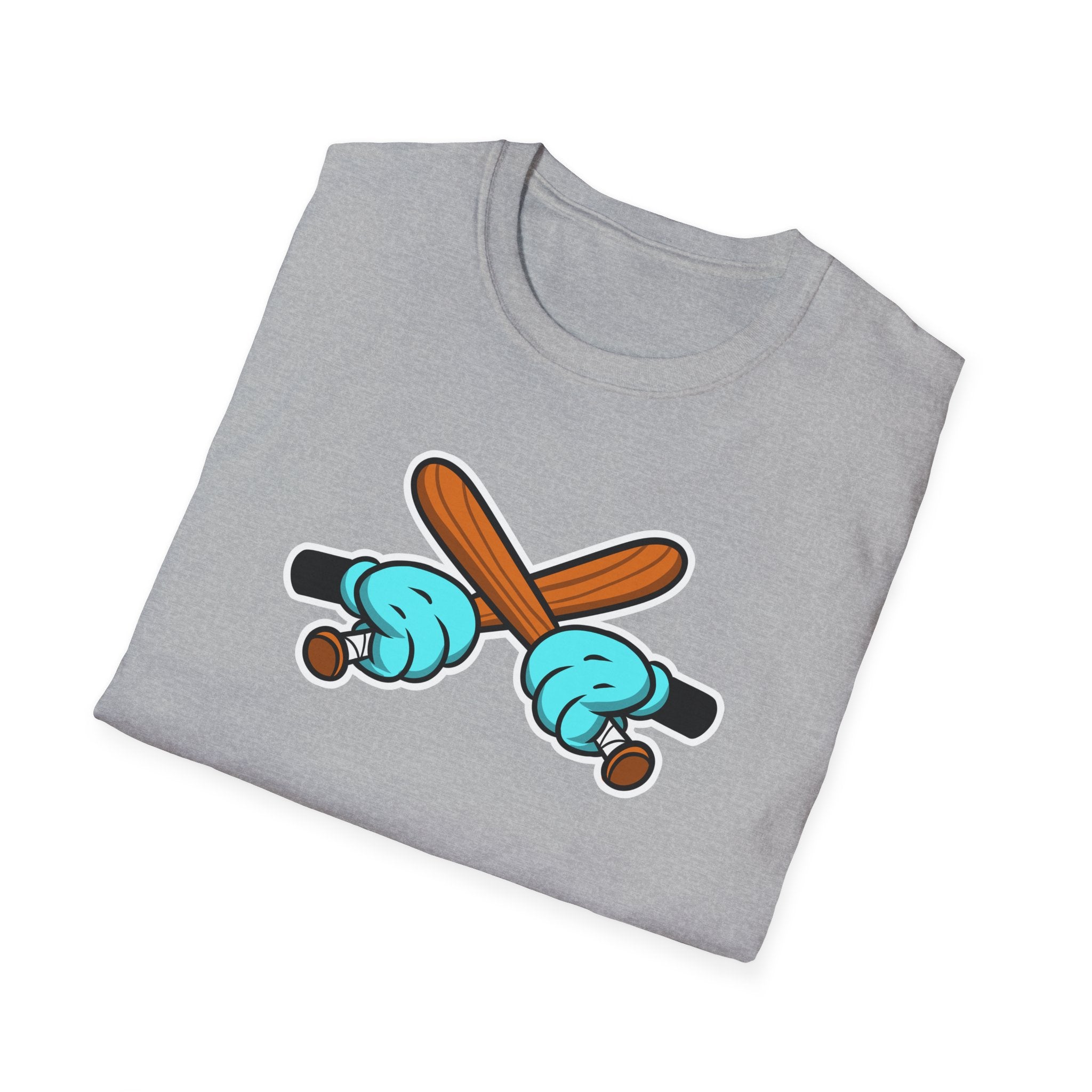 Playful Cartoon Baseball T-Shirt - Unisex Softstyle Tee, Casual Wear, Gift for Sports Lovers, Summer Fun, Unique Creative Design