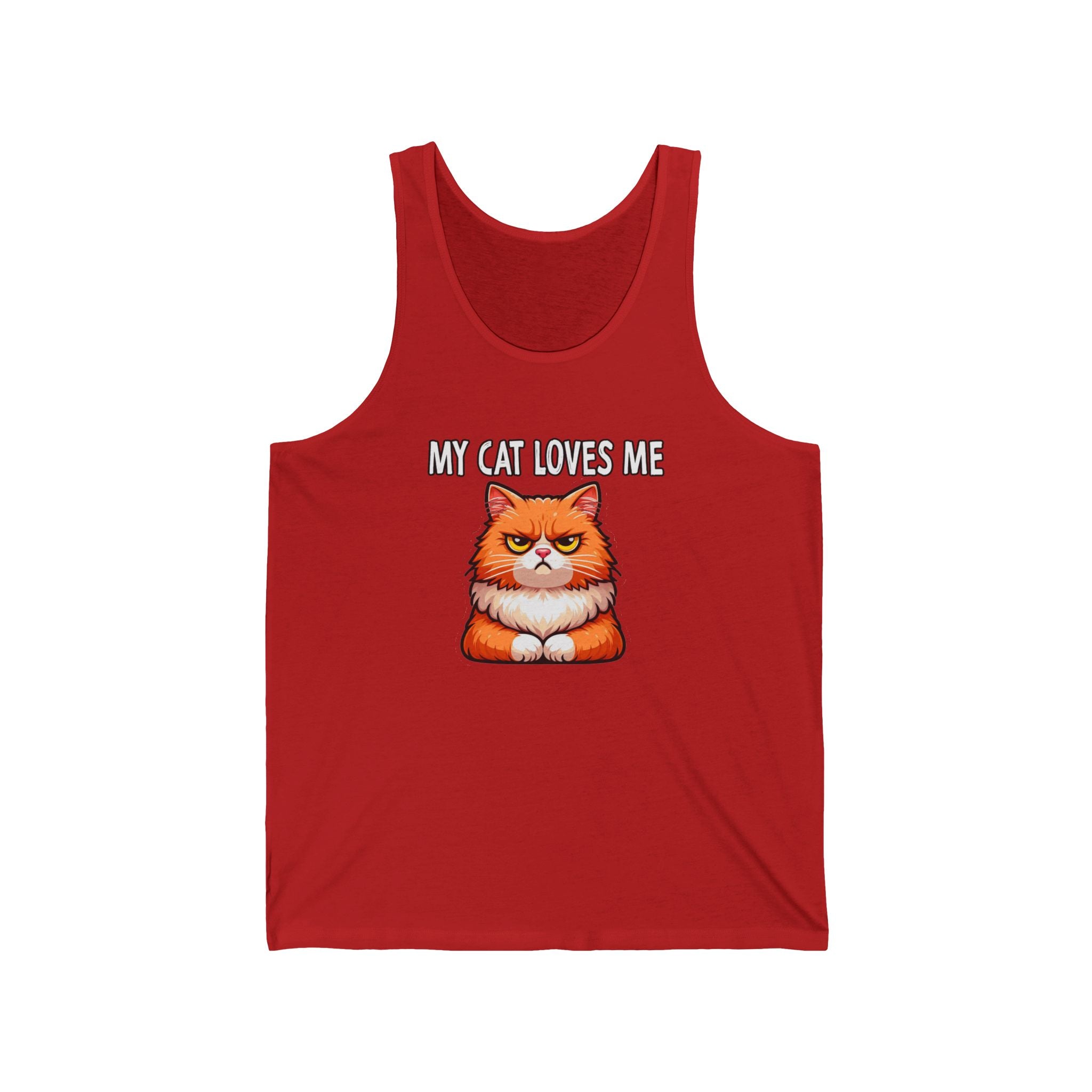 My Cat Loves Me Unisex Jersey Tank, Cat Lover's Apparel, Cute Pet Gift, Summer Top, Gift for Cat Lovers, Funny Animal Tank