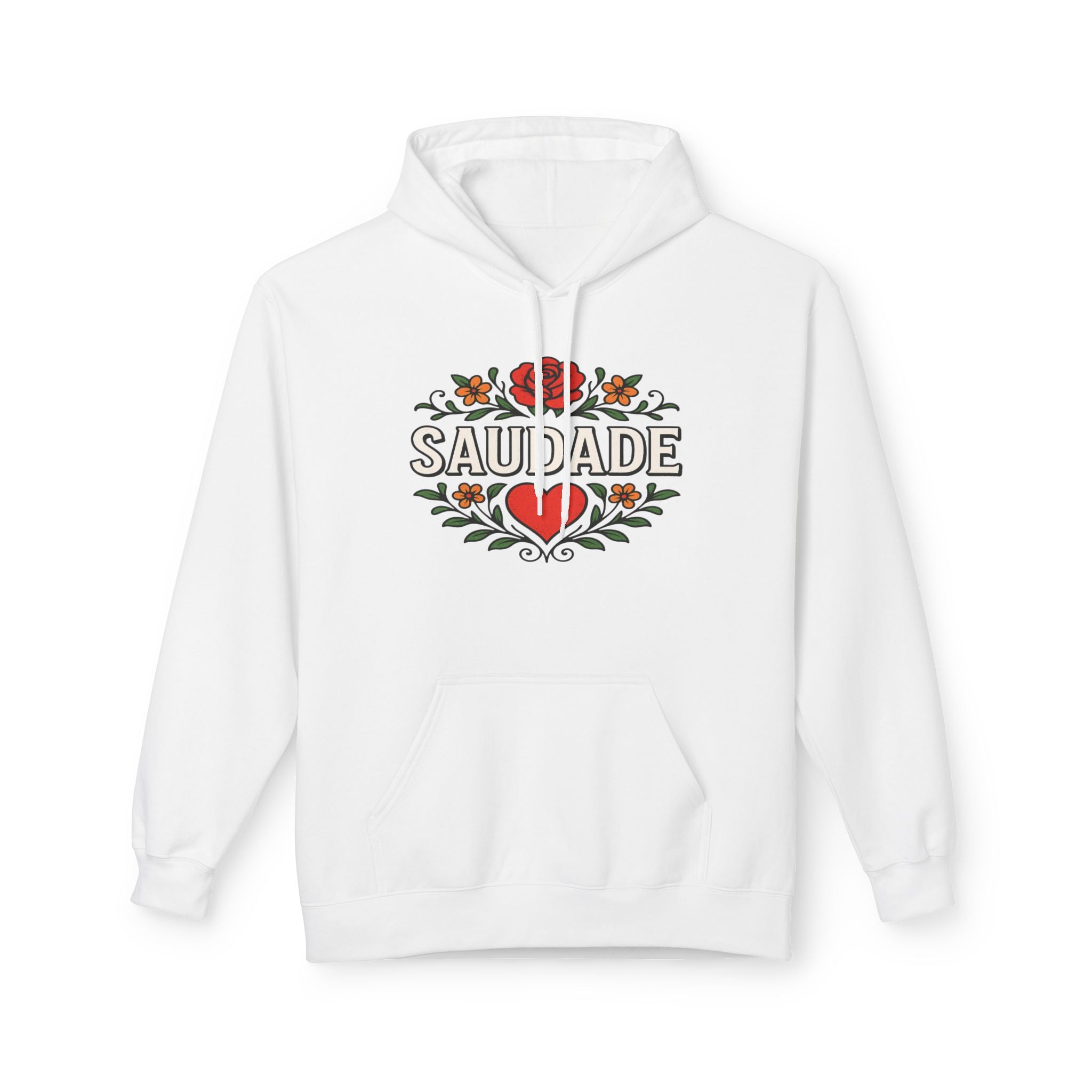 Saudade Floral Heart Hoodie – Portuguese Nostalgia Sweatshirt