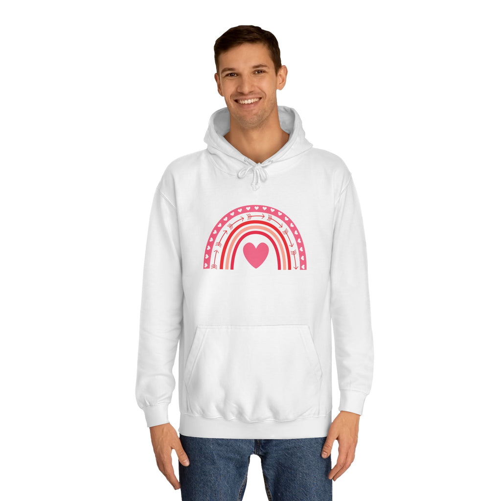 Colorful Heart Rainbow Hoodie, Unisex College Spirit Wear, Cozy Sweatshirt for Students, Cute Gift for Her, Valentine's Day Apparel