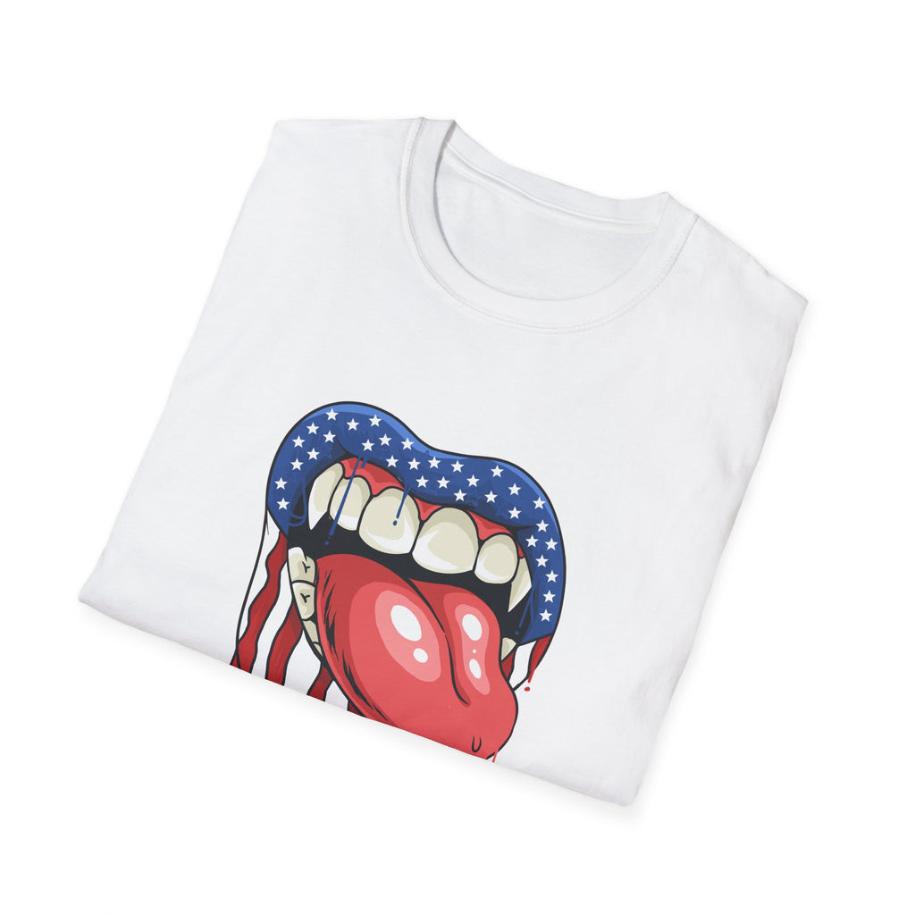 Patriotic Graphic Tee, Softstyle T-Shirt for July 4th, Party Wear, Casual Outfits, Unique Gift for Americans