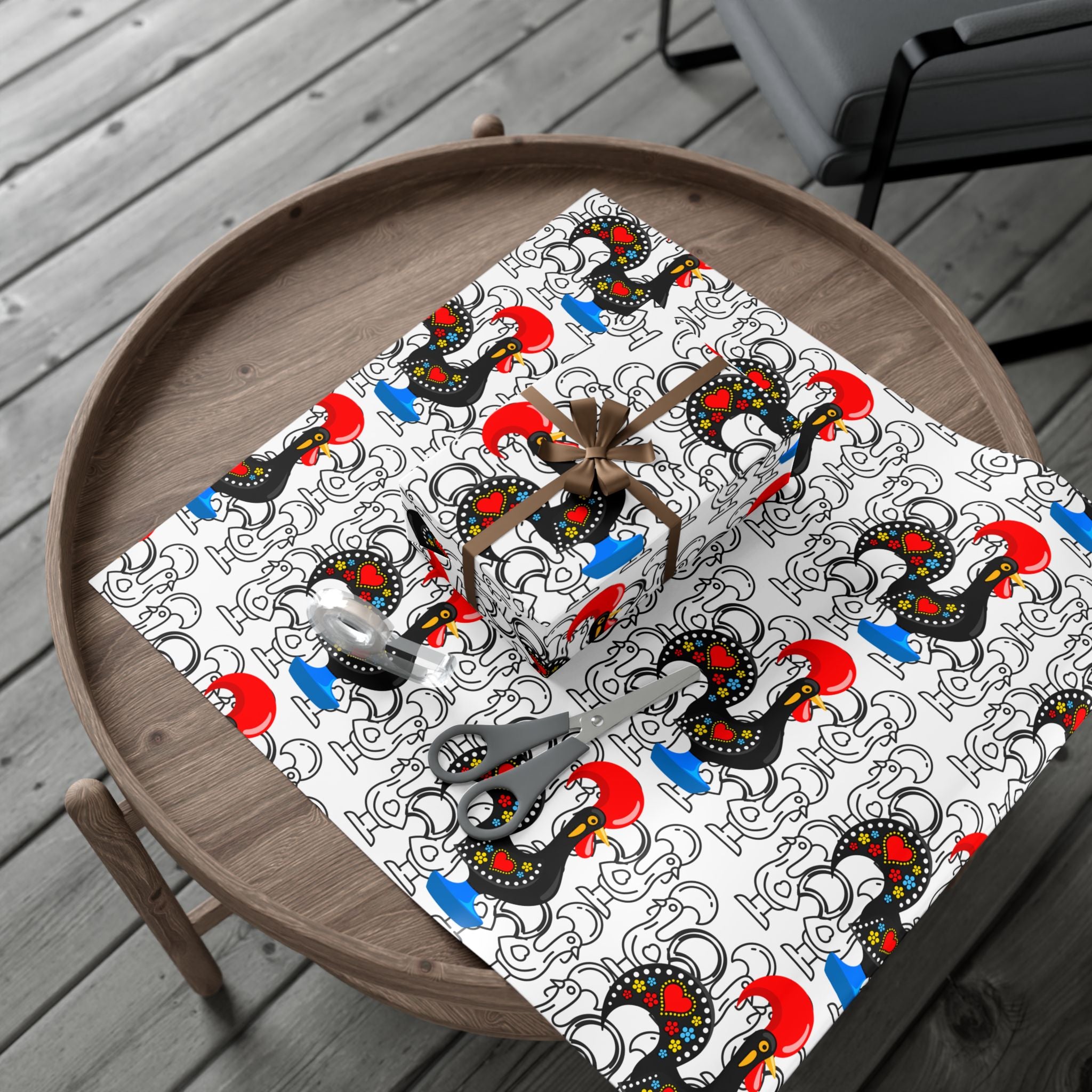 Festive Barcelos Rooster Gift Wrap Papers - Stylish and Playful Wrapping for All Occasions