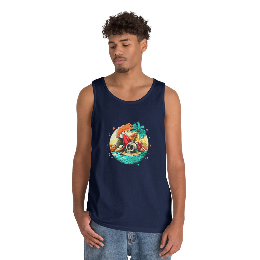 Beach Vibes Unisex Heavy Cotton Tank Top, Perfect for Summer, Casual Wear, Beach Days, Vacation, Festival Outfit