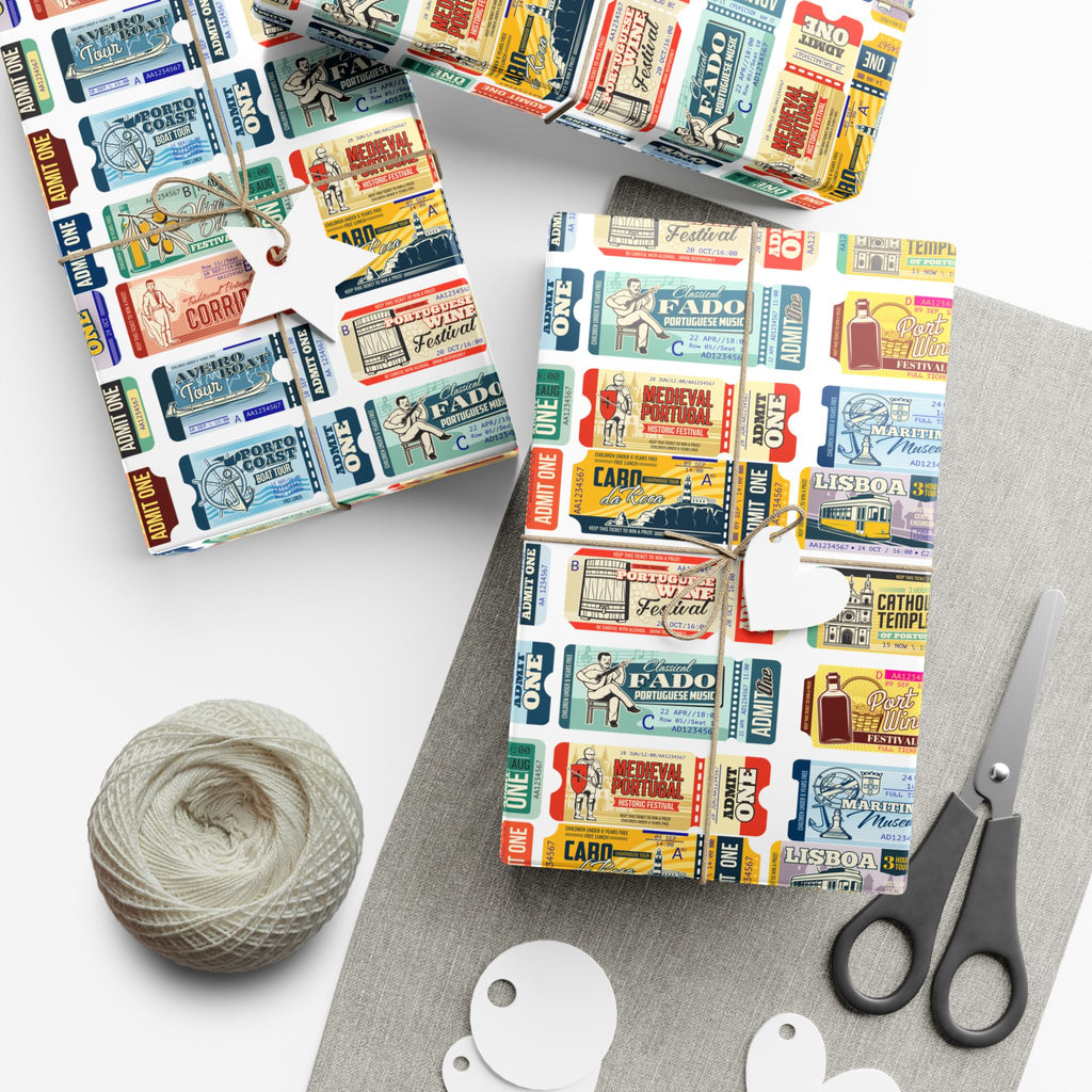 Portugal Travel Tickets Gift Wrap Papers - Unique Wrapping, Holiday Gifts, Birthday Parties, Eco-Friendly Packaging, Special Occasions