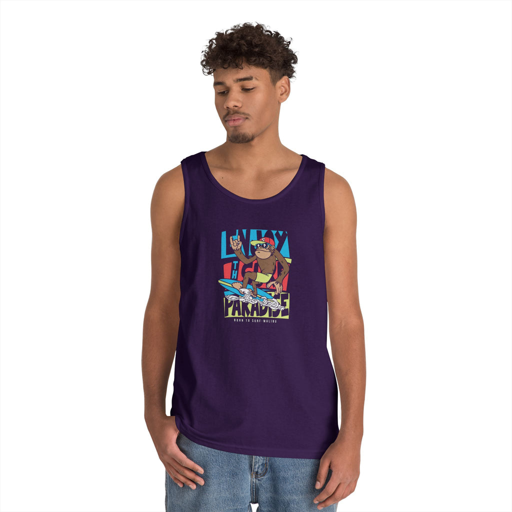 Lucky Paradise Unisex Heavy Cotton Tank Top, Summer Vibes Shirt, Fun Graphic Tee, Casual Wear, Beach Day Outfit, Gift for Him/Her
