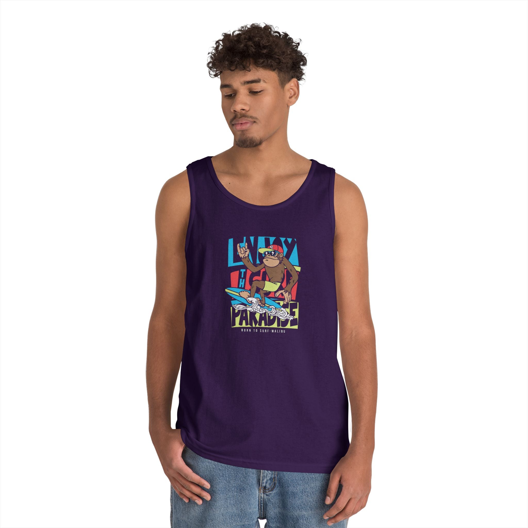 Lucky Paradise Unisex Heavy Cotton Tank Top, Summer Vibes Shirt, Fun Graphic Tee, Casual Wear, Beach Day Outfit, Gift for Him/Her
