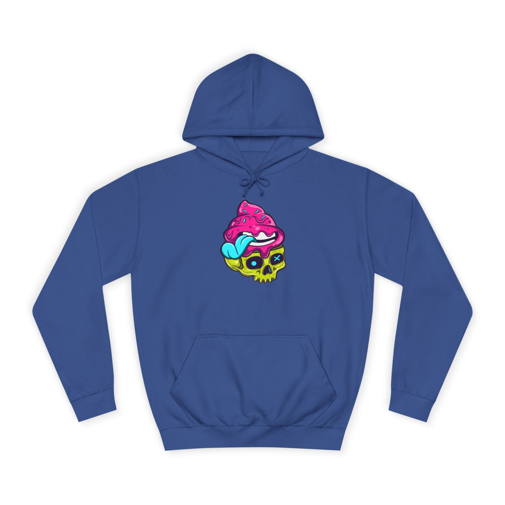 Colorful Skull Ice Cream Unisex College Hoodie, Trendy Streetwear, Casual Gift for Students, Halloween, Unique Fashion Statement