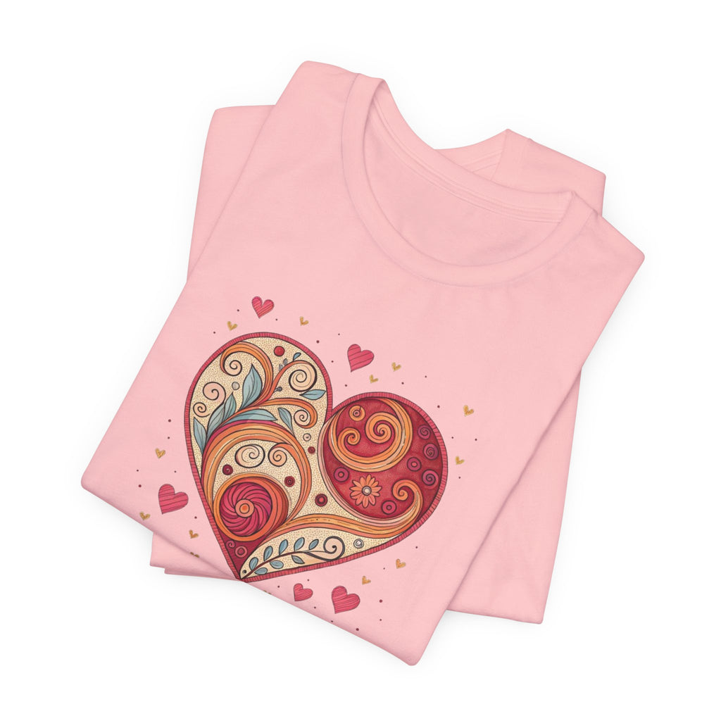 Heart Paisley T-Shirt — Boho Floral Love Tee for Valentine’s Day