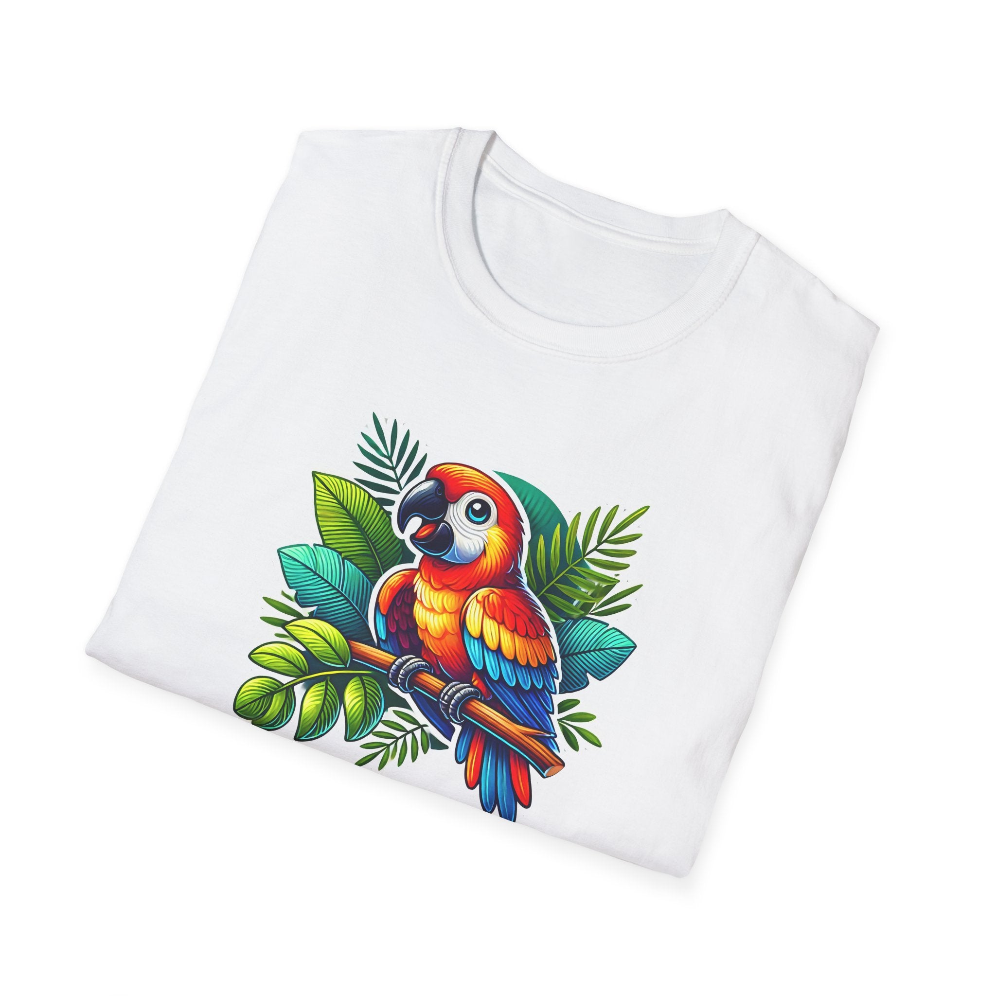 Tropical Parrot T-Shirt, Vibrant Animal Tee, Summer Style, Eco-Friendly Apparel, Perfect Gift for Nature Lovers, Casual Wardrobe Staple