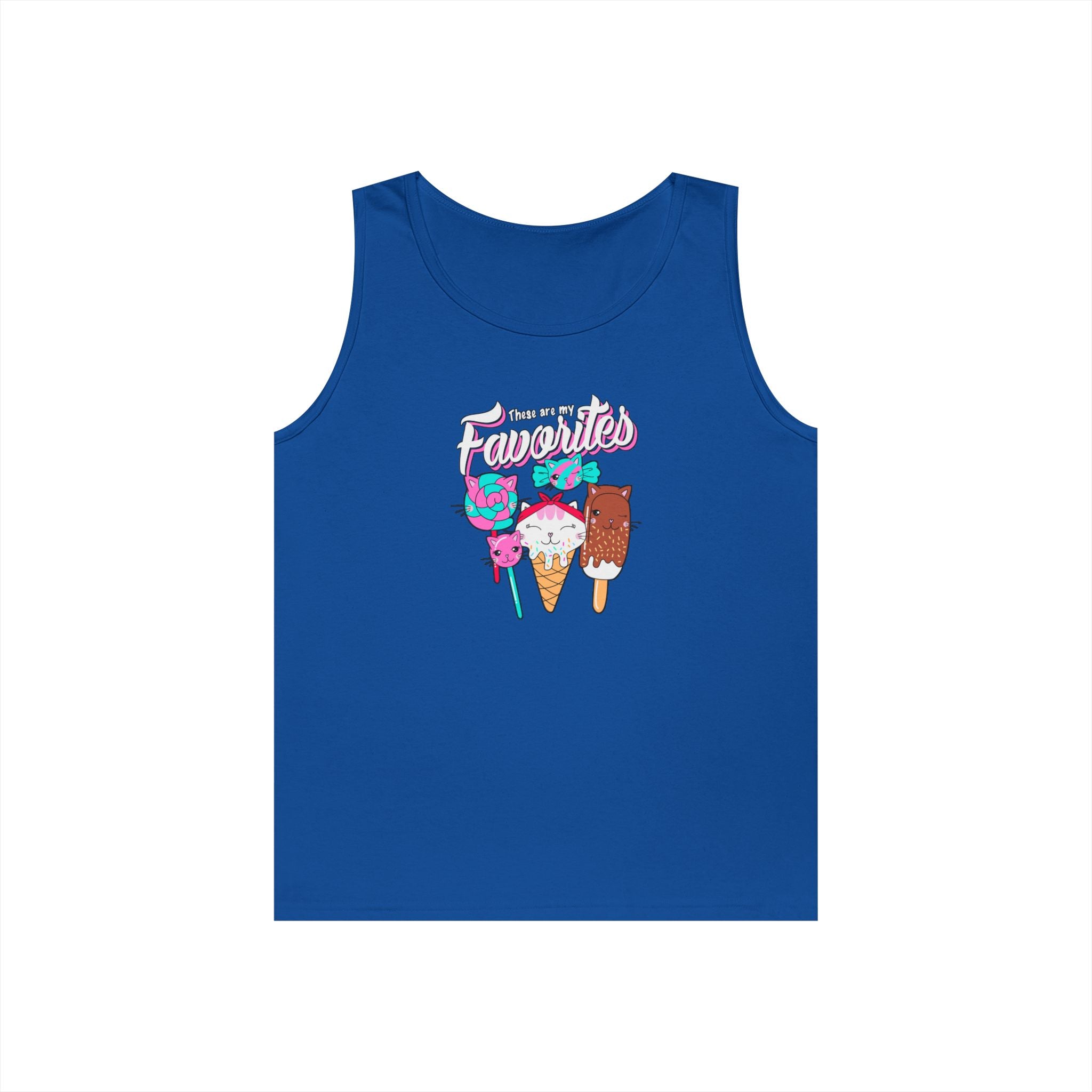 Ice Cream Favorites Tank Top, Summer Sleeveless Tee, Unisex Cotton Muscle Shirt, Ice Cream Lover Gift, Beachwear